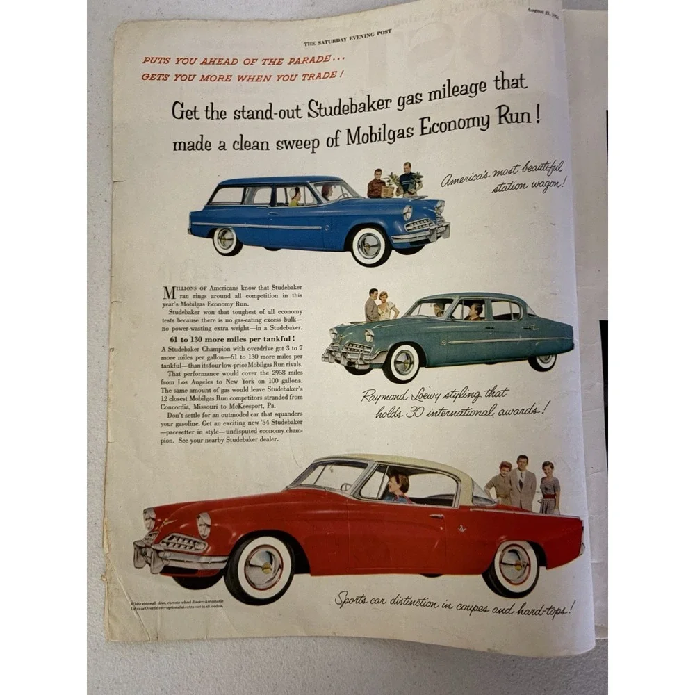 Saturday Evening Post Aug 21, 1954 Norman Rockwell - Polio Car Ads Republicans